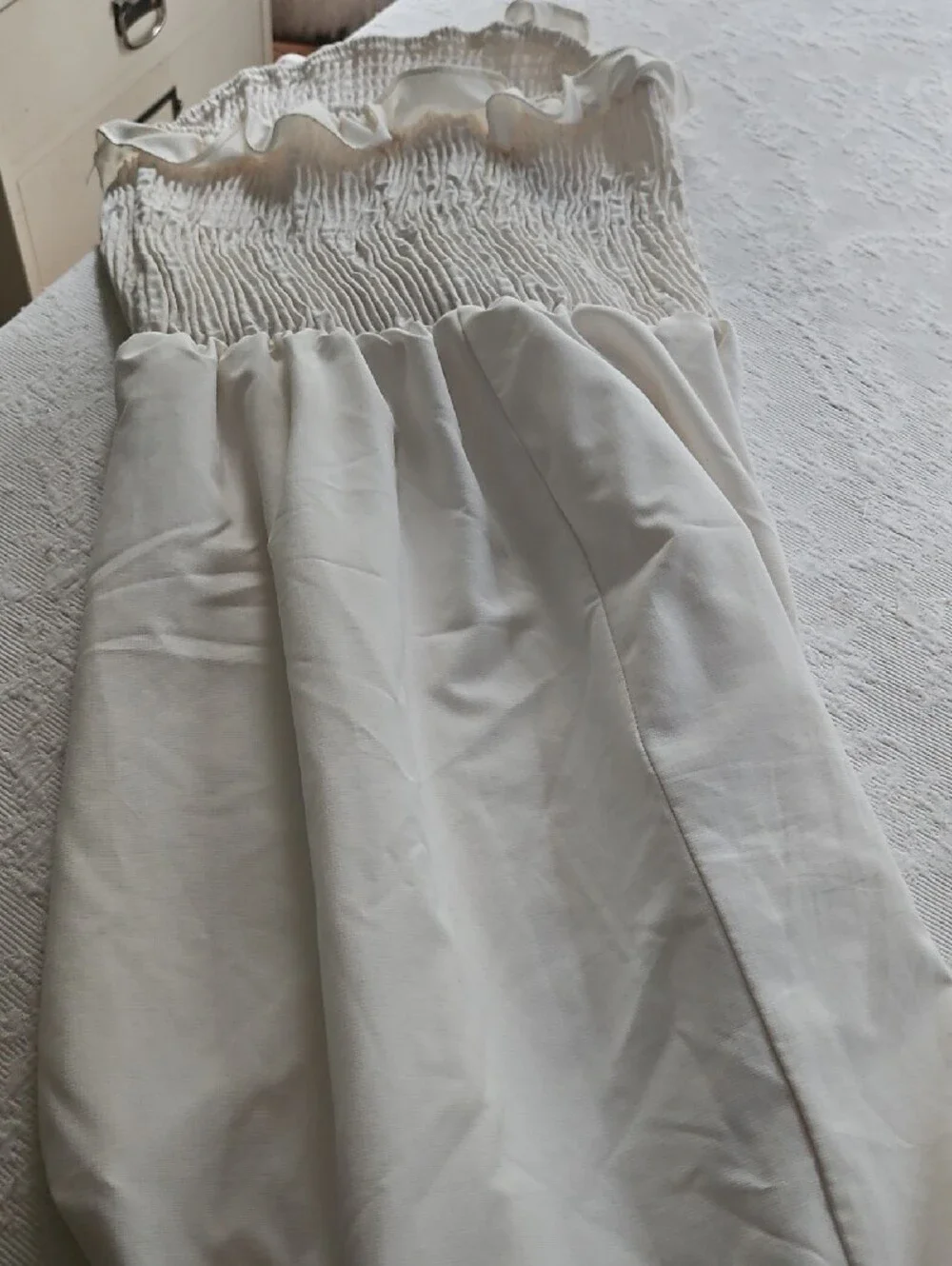 Timing Cream Strapless Smocked Ruffle Slip - Picture 6 of 6